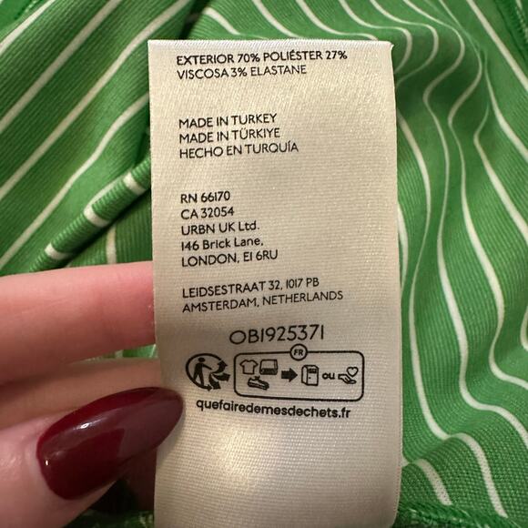 Maeve Anthropologie green & white striped short sleeve top size L - Picture 8 of 13